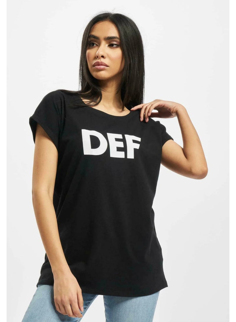 DEF Women’s Black Graphic T-Shirt with Bold DEF Print, Short Sleeve Crew Neck Casual Tee - Image 1